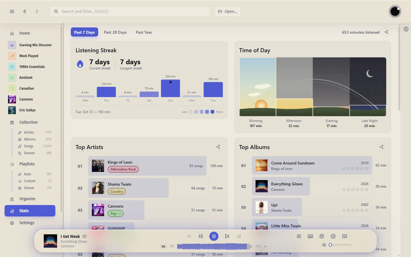 Listening stats